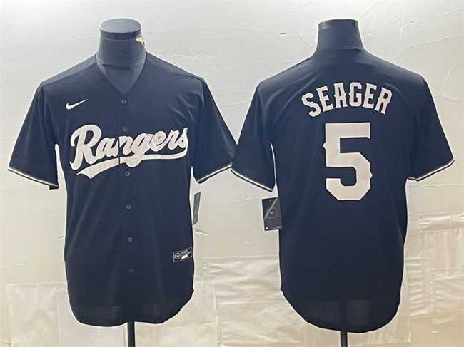 Men%27s Texas Rangers #5 Corey Seager Black Cool Base Stitched Baseball Jersey